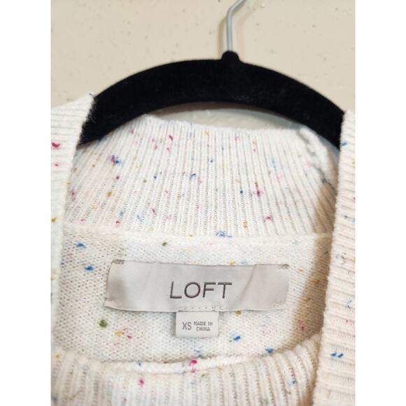 LOFT Women's White Multicolor Speckled Long Sleeve Mock Neck Sweater Size XS - Picture 4 of 7